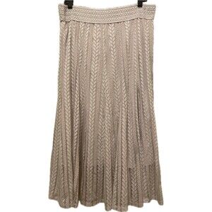 Lapis Skirt Anthropologie XL Ivory  Layered Midi Sheer Boho Wedding Elastic Lace